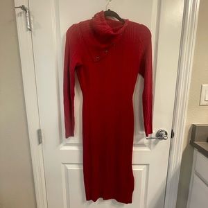 Long Red Guess Ribbed Dress